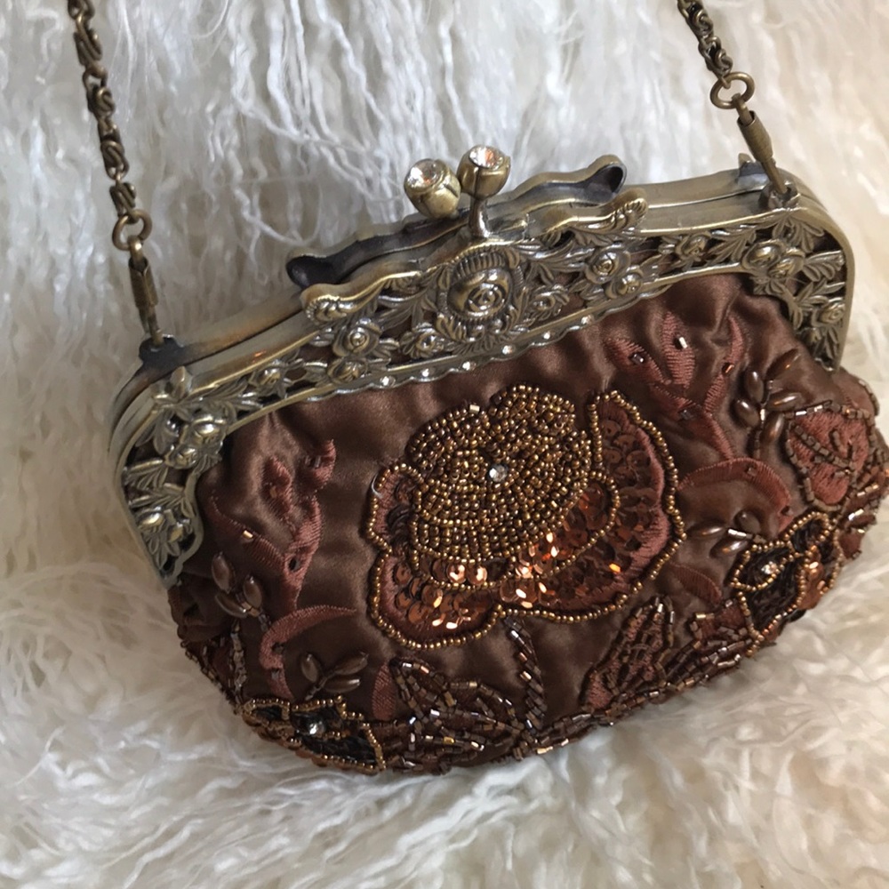Elegant brown beaded Fashion handbag